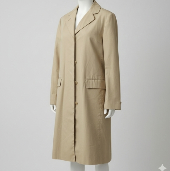 Brooks Brothers Cream Trench Coat With Plaid Lining Size Small - Picture 15 of 15